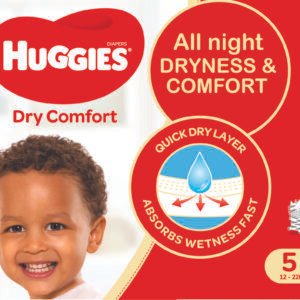 Huggies Dry Comfort Jumbo Size 5(12-22)Kgs 56's